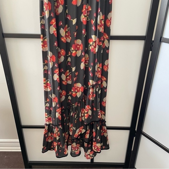 [S] Scotch & Soda Sleeveless Open Back Lightweight Floral Maxi Dress Ruffled Hem - Picture 9 of 12